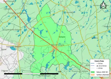 Carte du site Natura 2000 de type SIC localisée sur la commune.