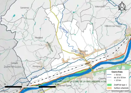 Carte des ZNIEFF de type 1 localisées sur la commune.