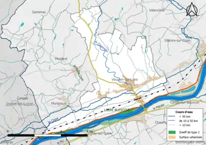 Carte des ZNIEFF de type 2 localisées sur la commune.