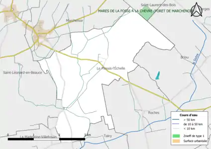 Carte des ZNIEFF de type 1 localisées sur la commune.