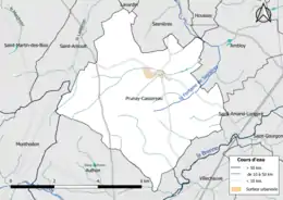 Carte en couleur présentantle réseau hydrographique de la commune