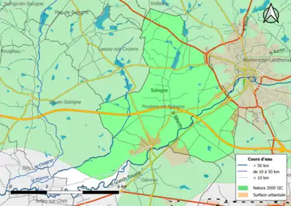 Carte du site Natura 2000 de type SIC localisée sur la commune.