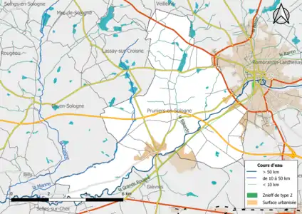 Carte des ZNIEFF de type 2 localisées sur la commune.