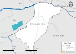 Carte en couleur présentantle réseau hydrographique de la commune