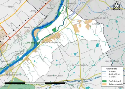 Carte des ZNIEFF de type 2 localisées sur la commune.