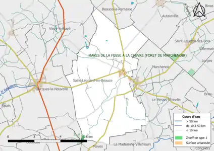 Carte des ZNIEFF de type 1 localisées sur la commune.