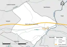 Carte en couleur présentantle réseau hydrographique de la commune