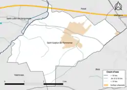 Carte en couleur présentantle réseau hydrographique de la commune