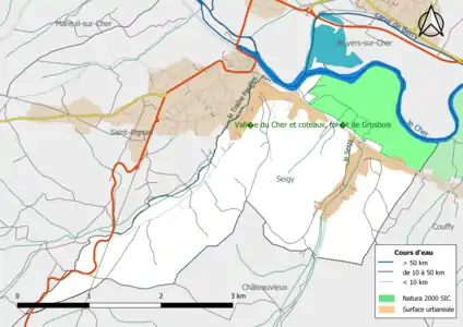 Carte de la zone Natura 2000 de type SIC localisée sur la commune.