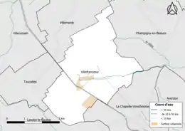 Carte en couleur présentantle réseau hydrographique de la commune