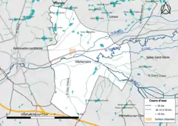 Carte en couleur présentantle réseau hydrographique de la commune