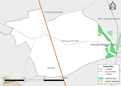 Carte des ZNIEFF de type 1 localisées sur la commune.