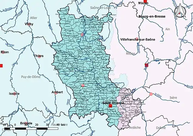 La Loire est découpée en deux bassins DCE : Loire-Bretagne et Rhône-Méditerranée-Corse.