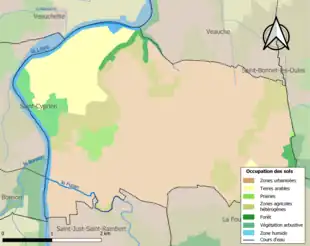 Carte en couleurs présentant l'occupation des sols.