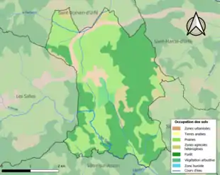 Carte en couleurs présentant l'occupation des sols.