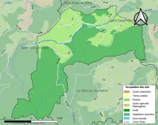 Carte en couleurs présentant l'occupation des sols.