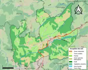 Carte en couleurs présentant l'occupation des sols.