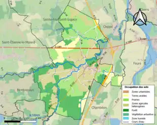 Carte en couleurs présentant l'occupation des sols