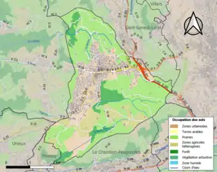 Carte en couleurs présentant l'occupation des sols.