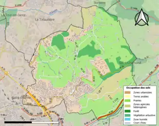 Carte en couleurs présentant l'occupation des sols.