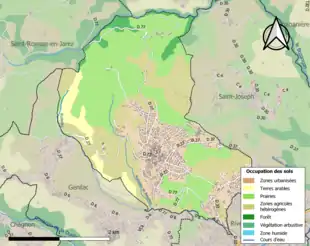 Carte en couleurs présentant l'occupation des sols.