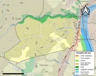 Carte en couleurs présentant l'occupation des sols.