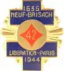 Insigne régimentaire du 42e régiment d’infanterie lors de la libération à Paris en 1944.