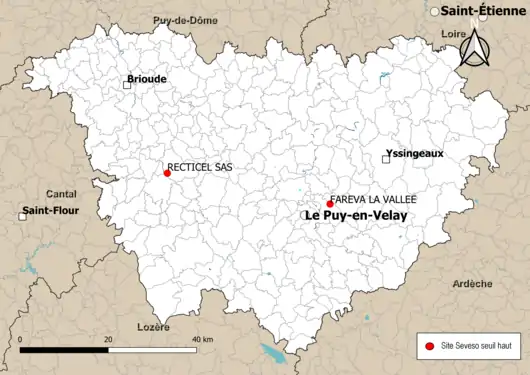 Carte des sites « Seveso seuil haut ».