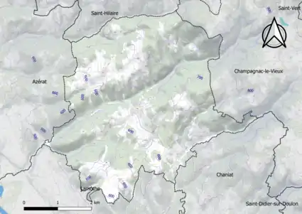 Carte montrant en couleurs le relief d'une commune