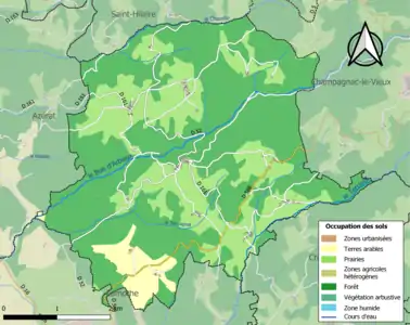 Carte en couleurs des infrastructures et de l'occupation des sols de la commune.