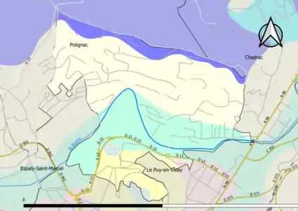 Carte montrant en couleurs le zonage géologique simplifié d'une commune