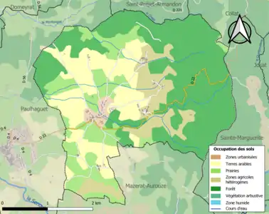 Carte en couleurs des infrastructures et de l'occupation des sols de la commune.