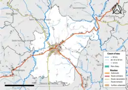 Carte en couleurs représentant les cours d'eau