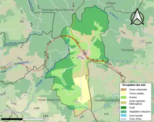 Carte en couleurs présentant l'occupation des sols.