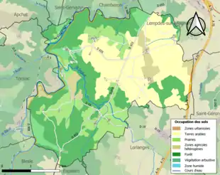 Carte en couleurs présentant l'occupation des sols.