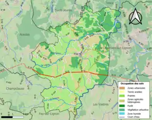 Carte en couleurs présentant l'occupation des sols.