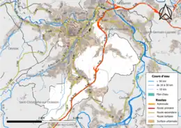 Carte en couleurs représentant les cours d'eau