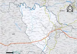 Carte en couleur présentant les lieux-dits de la commune