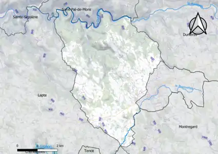 Carte montrant en couleurs le relief d'une commune