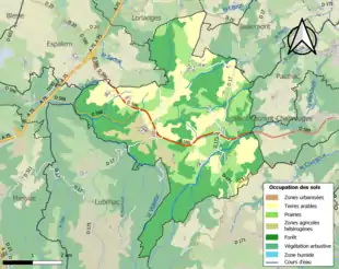 Carte en couleurs présentant l'occupation des sols.