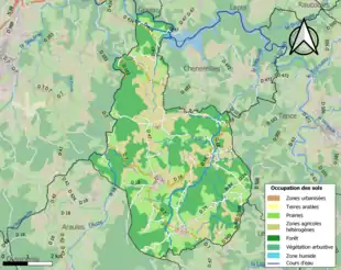 Carte en couleurs présentant l'occupation des sols.