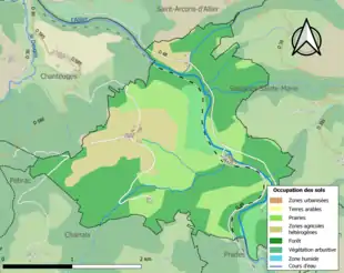 Carte en couleurs présentant l'occupation des sols.