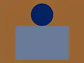 Rectangle gris surmonté d'un cercle bleu