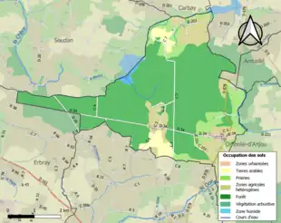 Carte en couleurs présentant l'occupation des sols.