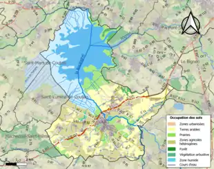 Carte en couleurs présentant l'occupation des sols.