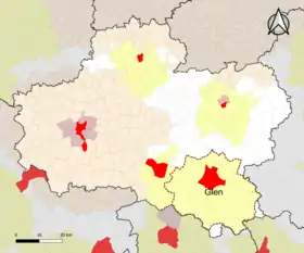 Localisation de l'aire d'attraction de Gien dans le département du Loiret.