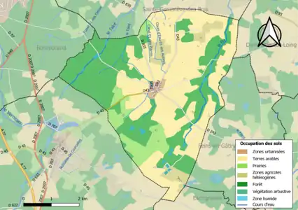 Carte des infrastructures et de l'occupation des sols en 2018 (CLC) de la commune.