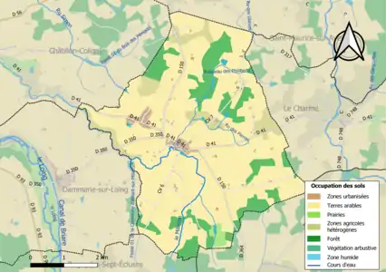 Carte des infrastructures et de l'occupation des sols en 2018 (CLC) de la commune.