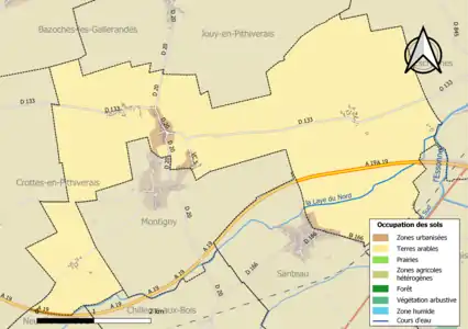 Carte des infrastructures et de l'occupation des sols en 2018 (CLC) de la commune.