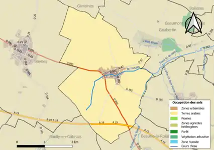 Carte des infrastructures et de l'occupation des sols en 2018 (CLC) de la commune en 2018.